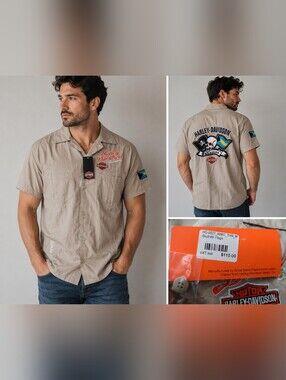 Harley-Davidson Bahamas  Short-Sleeve Button-Down Shirt with Skull Graphic